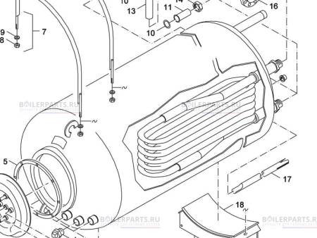 Теплообменник 2,80qm 12 литров для котлов Bosch, Buderus, Junkers 03868434