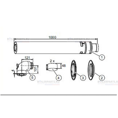 Комплект горизонтального прохода через стену VAILLANT 60/100 0020188791