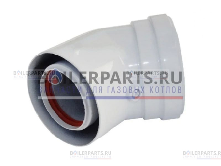 Колено соединительное коаксиального дымохода 45° Ф 60/100 CW010